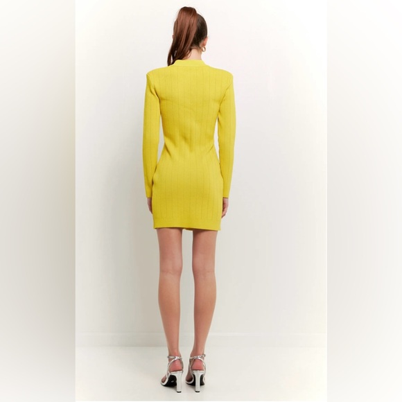 Endless Rose Shank Button V-Neckline Knit Mini Dress - Picture 4 of 15